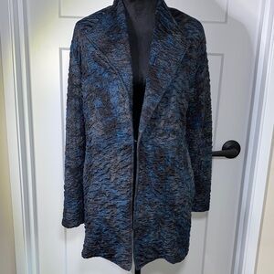 Erin London Blue/Black Textured Women's Jacket Size Large